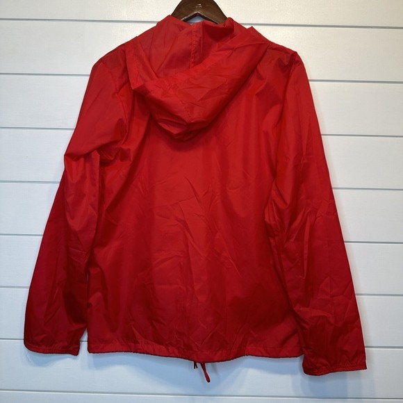 Vintage Windbreaker Windsuit SMALL Nylon 1/4 Zip Hoodie Pants Red White Stripe - Picture 4 of 13